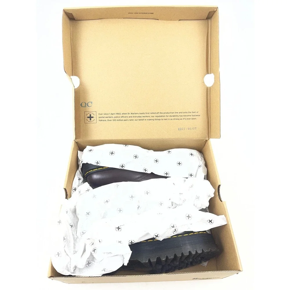 Dr. Martens 1461 Quad Men 10 Women 11 Burgundy Smooth Leather Platform Shoes NEW